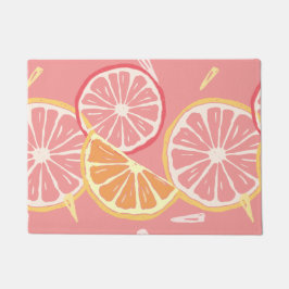 Tropisch roze grapefruits (pompelmoezen) en citroe deurmat