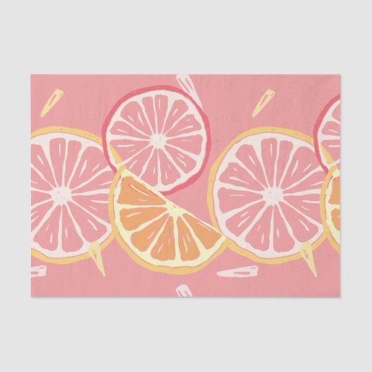 Tropisch roze grapefruits (pompelmoezen) en citroe tissuepapier (Voorkant)