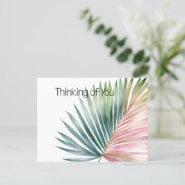 Tropisch roze groen blad briefkaart