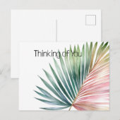 Tropisch roze groen blad briefkaart (Voorkant / Achterkant)