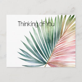 Tropisch roze groen blad briefkaart