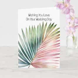 Tropisch roze groen blad bruiloft kaart