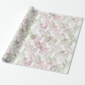 Tropisch roze groen blad cadeaupapier (Uitgerold)