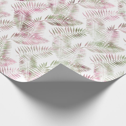Tropisch roze groen blad cadeaupapier (Hoek)