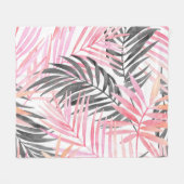 Tropisch roze groen blad Waterverf Fleece Deken (Voorkant (Horizontaal))