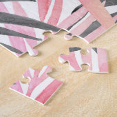 Tropisch roze groen blad Waterverf Legpuzzel (Zijkant)