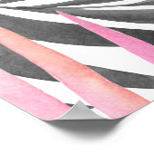 Tropisch roze groen blad Waterverf Poster (Hoek)