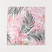 Tropisch roze groen blad Waterverf Wandkleed (Voorkant (horizontaal))