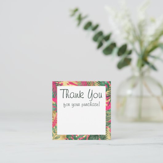 Tropisch roze, groen en goud bedankt informatiekaartje (Staand voorkant)