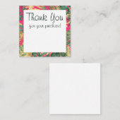 Tropisch roze, groen en goud bedankt informatiekaartje (Voorkant / Achterkant)