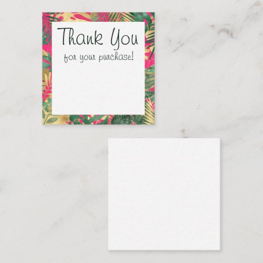 Tropisch roze, groen en goud bedankt informatiekaartje (Voorkant / Achterkant)
