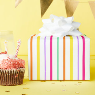 Tropisch Roze Groen Oranje Gele Strepen Cadeaupapier