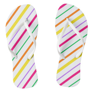 Tropisch Roze Groen Sinaasappel Geel Strepen Flip  Teenslippers