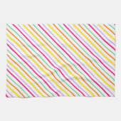 Tropisch Roze Groen Sinaasappel Gele Strepen. De p Theedoek (Horizontaal)