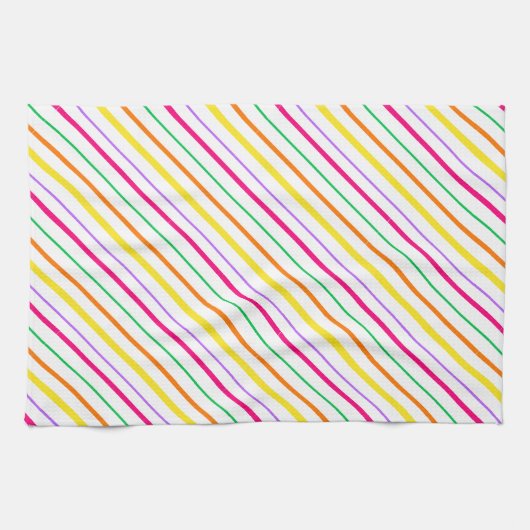 Tropisch Roze Groen Sinaasappel Gele Strepen. De p Theedoek (Horizontaal)