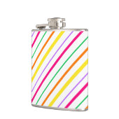 Tropisch Roze Groen Sinaasappel Gele Strepen Heupfles (Links)