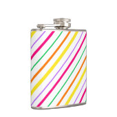 Tropisch Roze Groen Sinaasappel Gele Strepen Heupfles (Rechts)