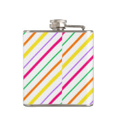 Tropisch Roze Groen Sinaasappel Gele Strepen Heupfles (Achterkant)