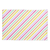 Tropisch Roze Groen Sinaasappel Gele Strepen Kussensloop (Achterkant)