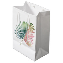 Tropisch Roze Groene Blad Bruiloft Medium Cadeauzakje