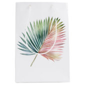 Tropisch roze groene blad bruiloft medium cadeauzakje (Voorkant)