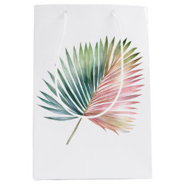 Tropisch roze groene blad bruiloft medium cadeauzakje