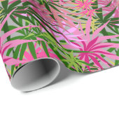 Tropisch roze groene handpalmen cadeaupapier (Rol Hoek)