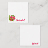 Tropisch roze Hawaiian Hibiscus Mahalo Personalise Notitiekaartje (Voorkant / Achterkant)