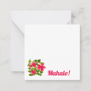Tropisch roze Hawaiian Hibiscus Mahalo Personalise Notitiekaartje
