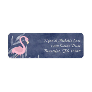 Tropisch Roze het Adres van de Beach van Flamingo Etiket