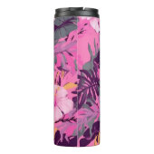 Tropisch Roze Hibiscus - Bladerige Bloemen Ontwerp Thermosbeker (Achterkant)