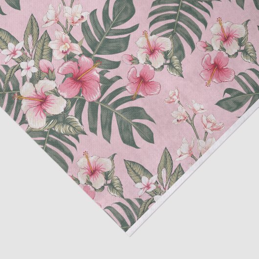 Tropisch Roze Hibiscus Bloem Art Patroon Tissuepapier