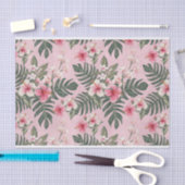 Tropisch Roze Hibiscus Bloem Art Patroon Tissuepapier (Craft)