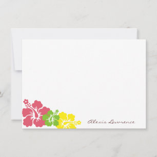 Tropisch roze hibiscus bloemen aangepast kantoorbe notitiekaartje