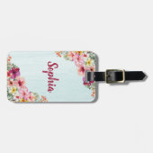 Tropisch Roze Hibiscus Bloemen Floral Botanisch Bagagelabel (Voorkant horizontaal)