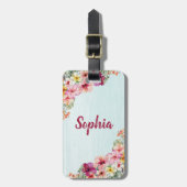 Tropisch Roze Hibiscus Bloemen Floral Botanisch Bagagelabel (Voorkant verticaal)