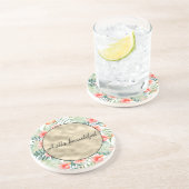 Tropisch Roze Hibiscus Bloemengoud Zandsteen Onderzetter (Zijkant)