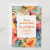 Tropisch roze Hibiscus Floral Afstuderen Kaart (Voorkant)