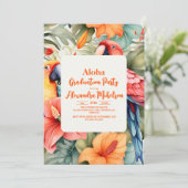 Tropisch roze Hibiscus Floral Afstuderen Kaart (Staand voorkant)