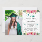 Tropisch roze Hibiscus Floral Foto Afstuderen Kaart (Voorkant)