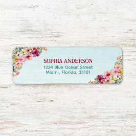 Tropisch roze Hibiscus Floral Retouradres Etiket