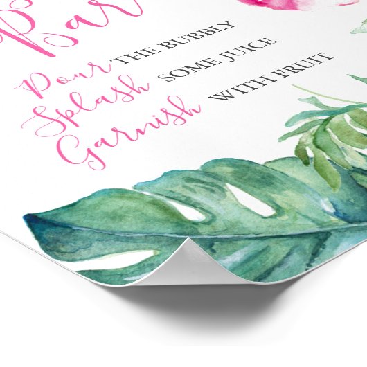 Tropisch roze hibiscus flower Mimosa bar Watercolo Poster (Hoek)