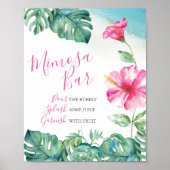 Tropisch roze hibiscus flower Mimosa bar Watercolo Poster (Voorkant)