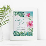 Tropisch roze hibiscus flower Mimosa bar Watercolo Poster<br><div class="desc">Gebruik dit leuke Mimosa Bar-teken om je tafel te versieren en gasten te helpen hun drink voor te bereiden. Dit bord is ontworpen met behulp van een replica van mijn oorspronkelijke waterverf roze hibiscus flower en monstera palmbladeren. Het is perfect voor brunch en gebak, vrijgezellenfeesten, baby showers, bruiloften of wat...</div>