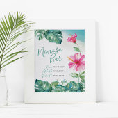 Tropisch roze hibiscus flower Mimosa bar Watercolo Poster