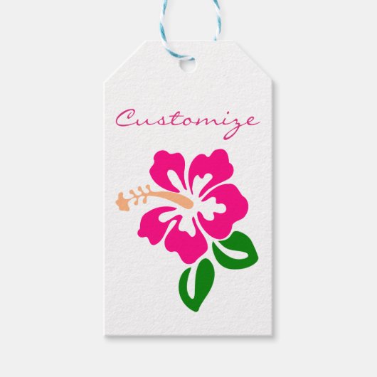 Tropisch roze hibiscus flower Thunder_Cove Cadeaulabel (Voorkant)