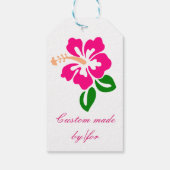 Tropisch roze hibiscus flower Thunder_Cove Cadeaulabel (Achterkant)