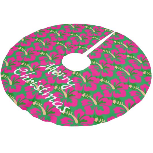 Tropisch roze hibiscus flower Thunder_Cove Kerstboom Rok (Gekanteld)