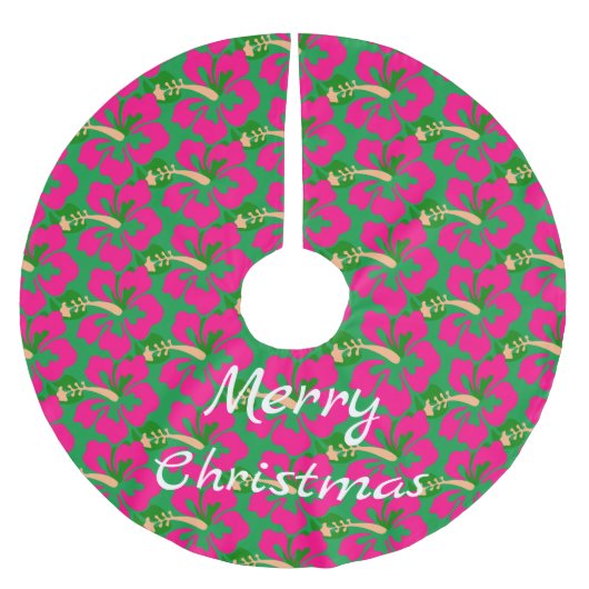 Tropisch roze hibiscus flower Thunder_Cove Kerstboom Rok (Voorkant)