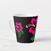 Tropisch roze hibiscus flower Thunder_Cove Latte Mok (Linkerhoek)